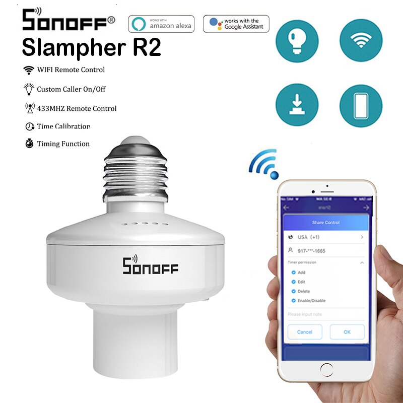 SONOFF PORTA LAMPARA SMART SLAMPHER RF